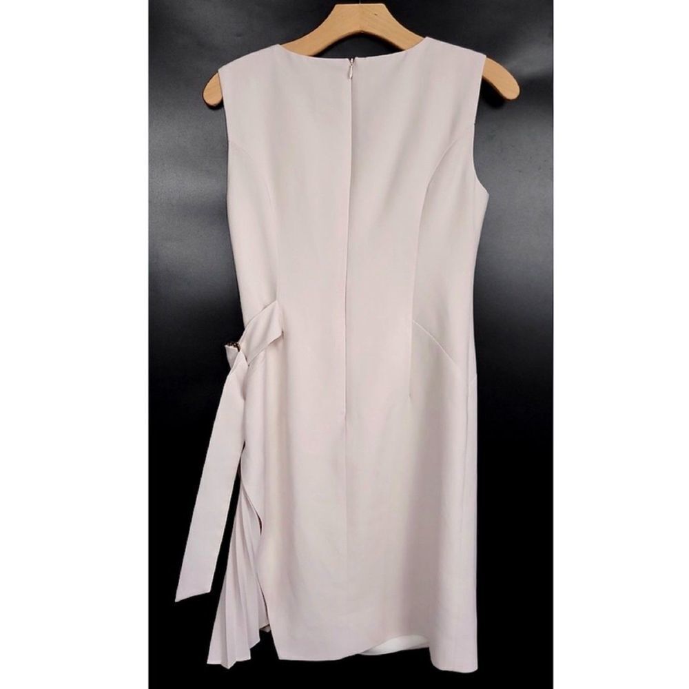 Havva Military Tailored Asymmetric Pleated Sheath Dress Cream Gold Minimal Small — image 5 of 8